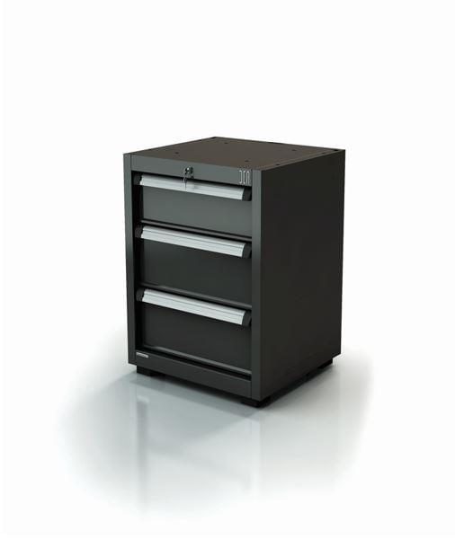 fixed drawer unit with 3 fully-extending drawers